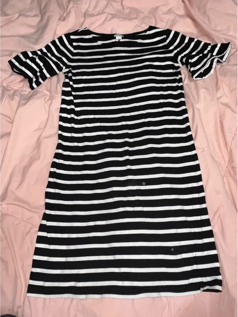 J.Crew Black and White Striped Short Sleeve Dress